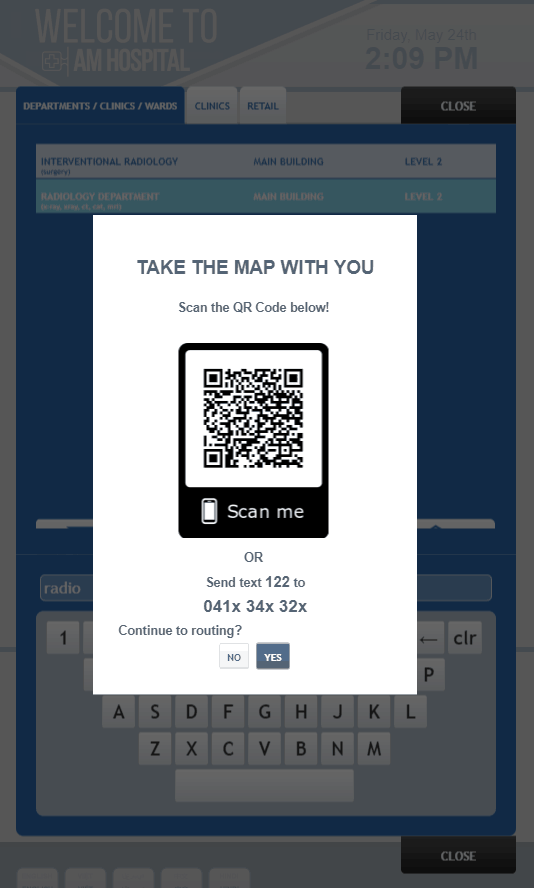 Digital Wayfinding Solutions - Take me with you module QR and SMS