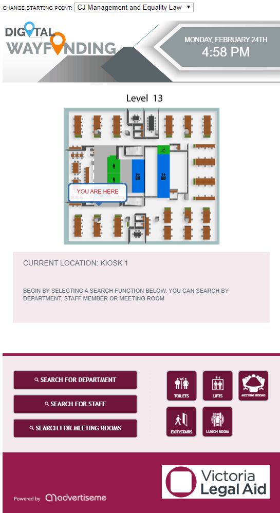 Digital Wayfinding Solutions - Victoria Legal Aid Intranet