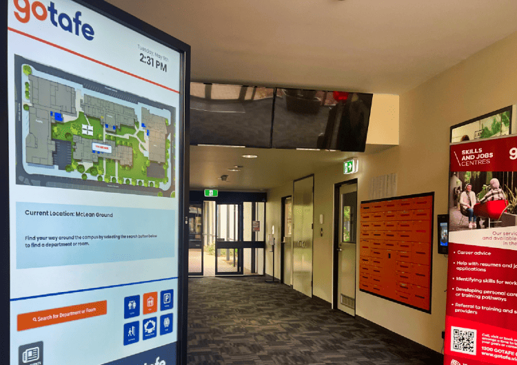 Digital Wayfinding Solutions - GOTAFE digital wayfinding corridor education